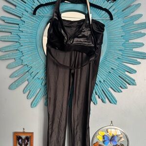 Victorias secret sport gym black gloss look leggings & sports bra